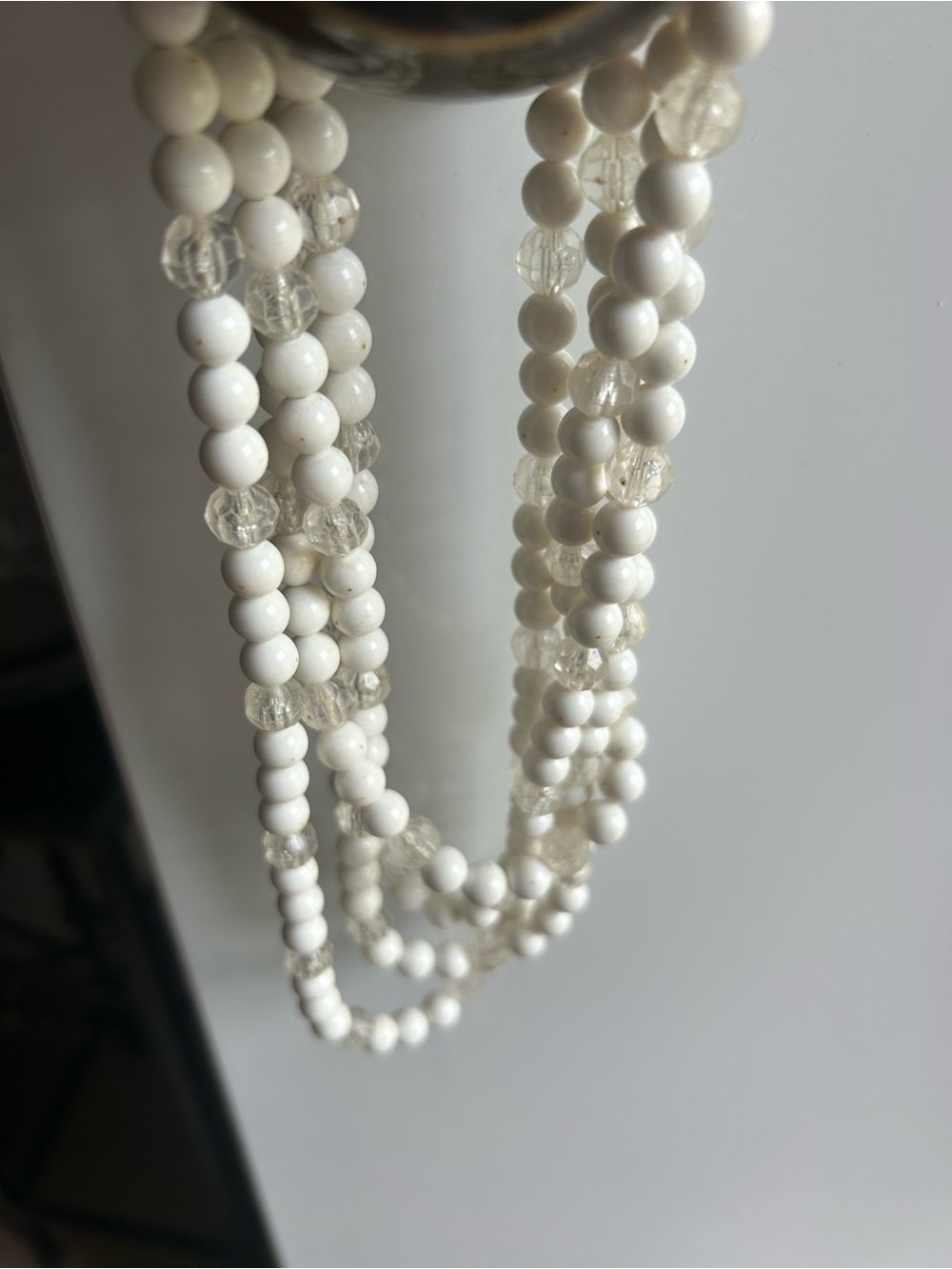 Vintage White Beaded Multi-Strand Necklace